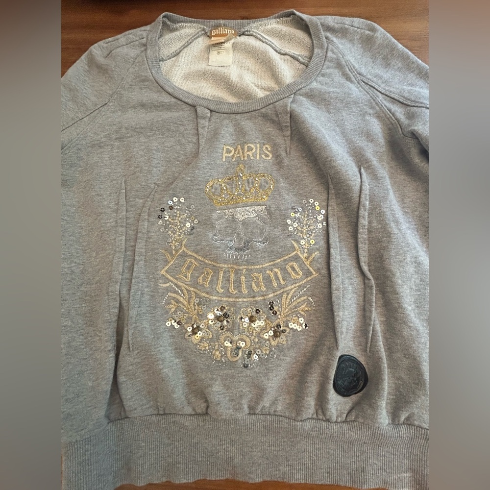 Galliano Light Gray Embellished Sweater - Picture 12 of 12